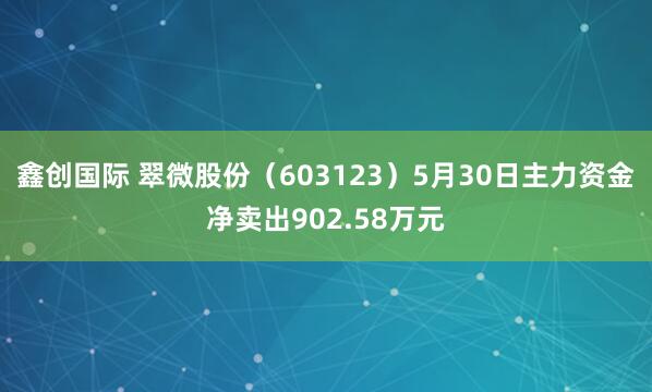 鑫创国际 翠微股份（603123）5月30日主力资金净卖出902.58万元